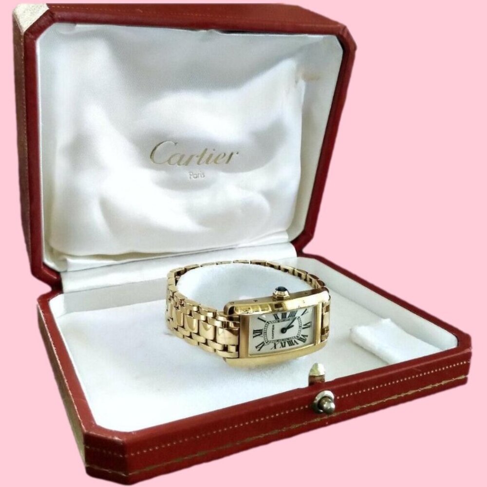 Cartier 18K Yellow Gold Tank  Americaine American Watch